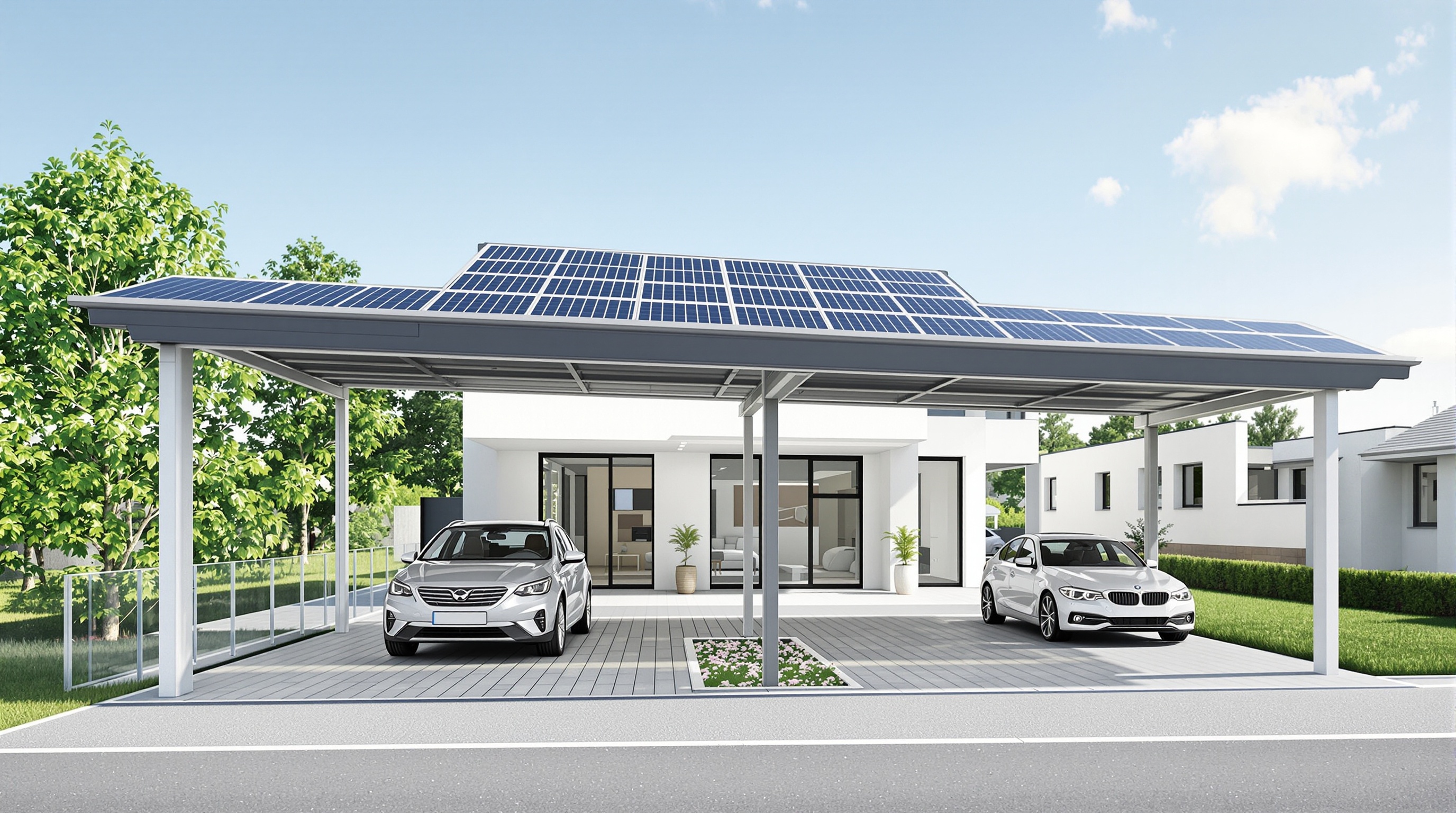 Tableau des coûts d'un carport solaire moderne
