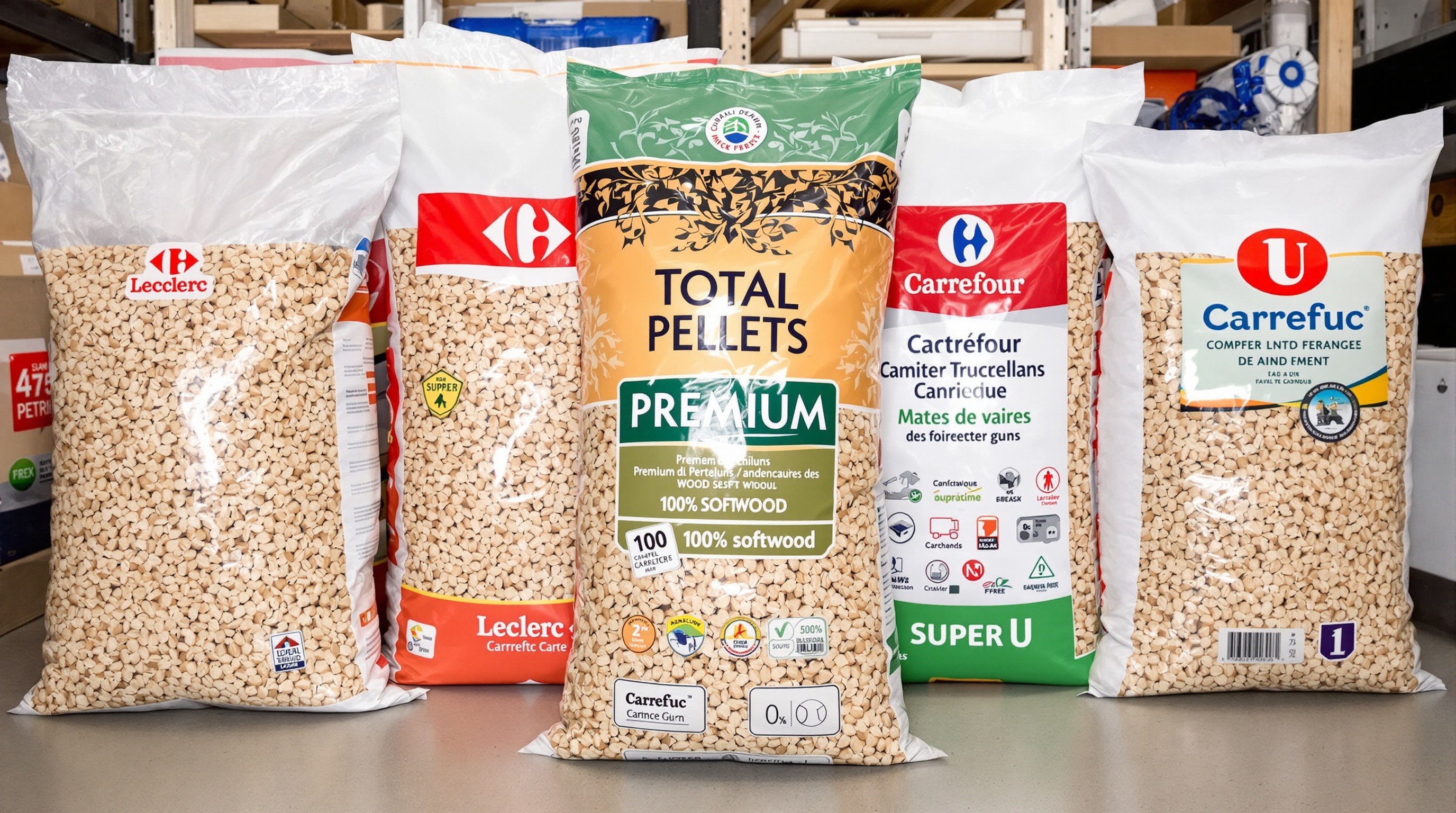 Comparatif visuel pellets Total et grandes surfaces