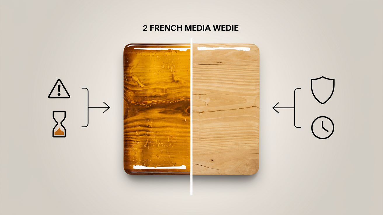 Comparatif visuel huile de lin vs huile dure sur bois