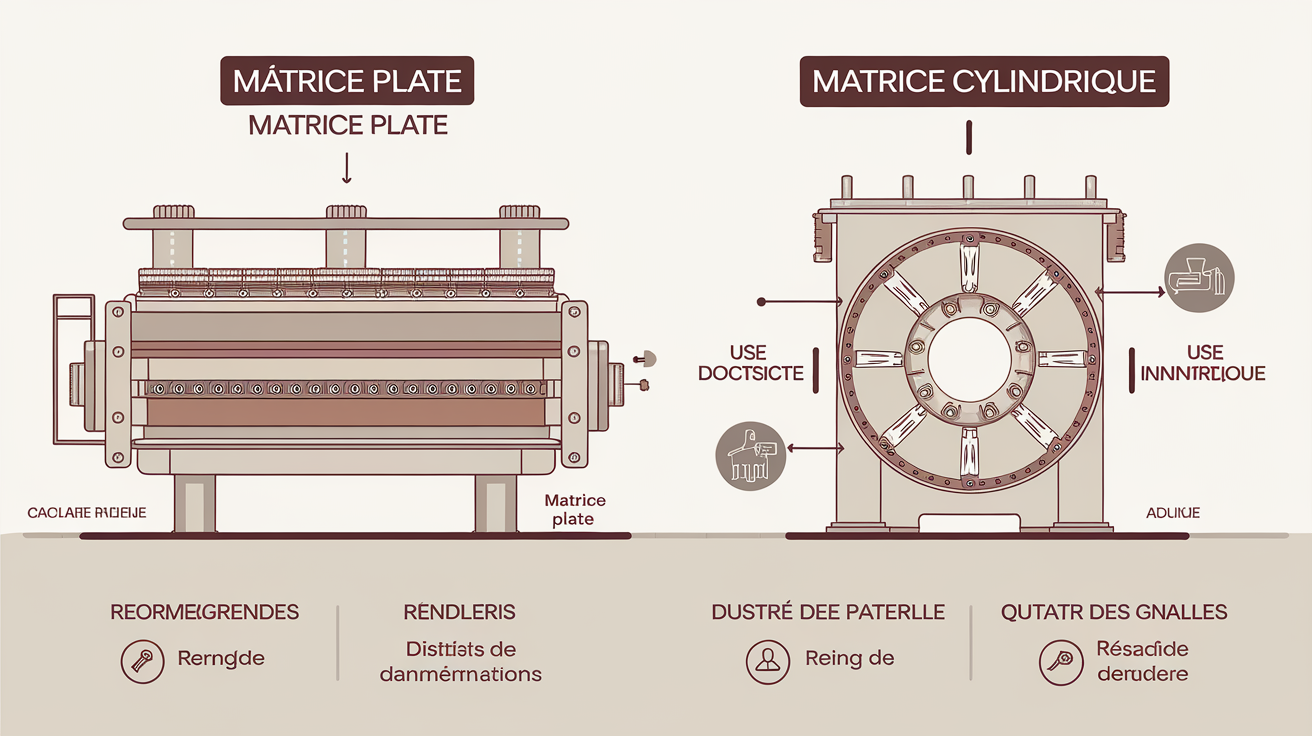 Comparatif matrice plate vs matrice cylindrique presse à pellets