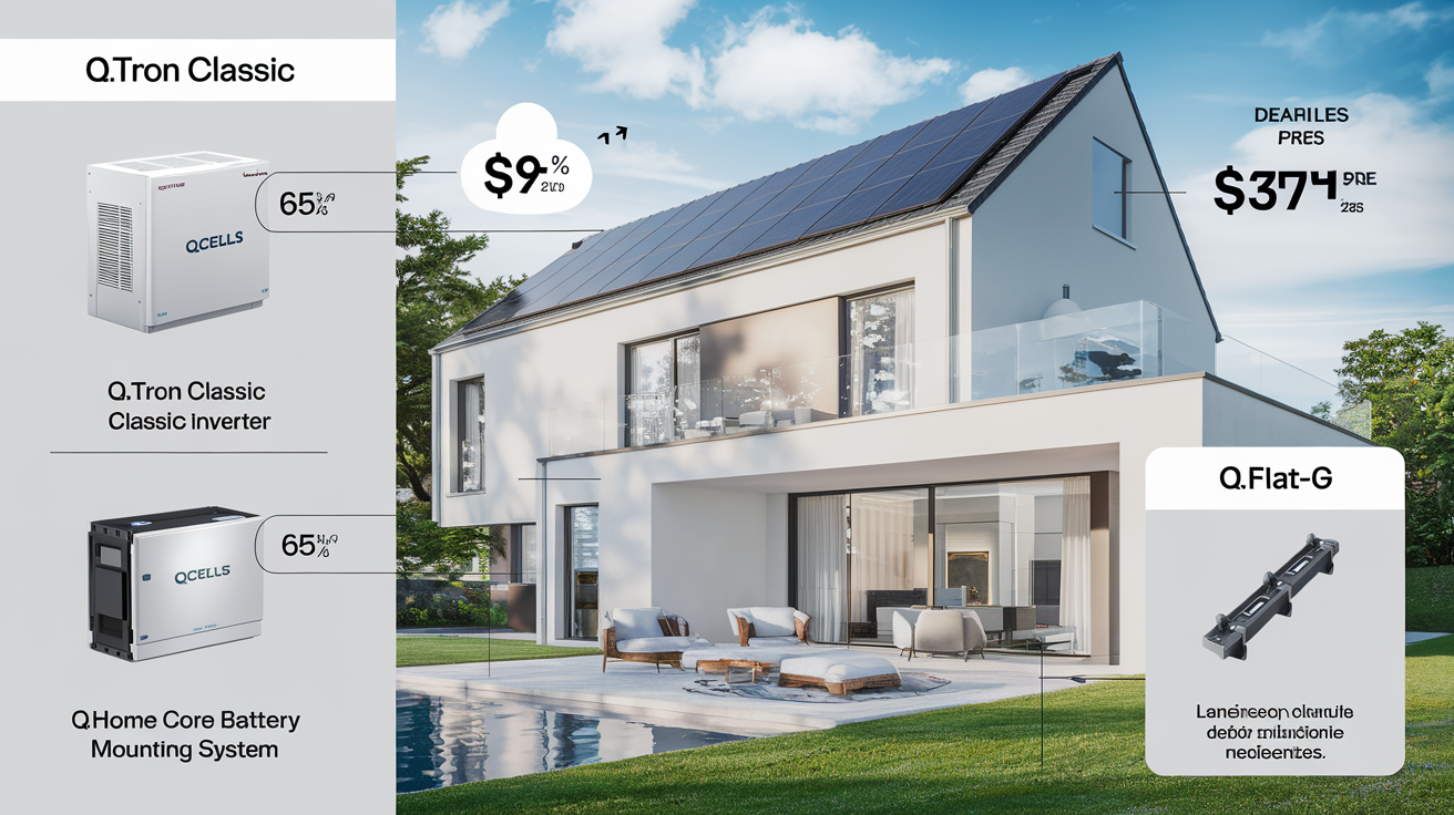 Comparatif visuel des solutions d'énergie complète Qcells : onduleur, batterie et montage