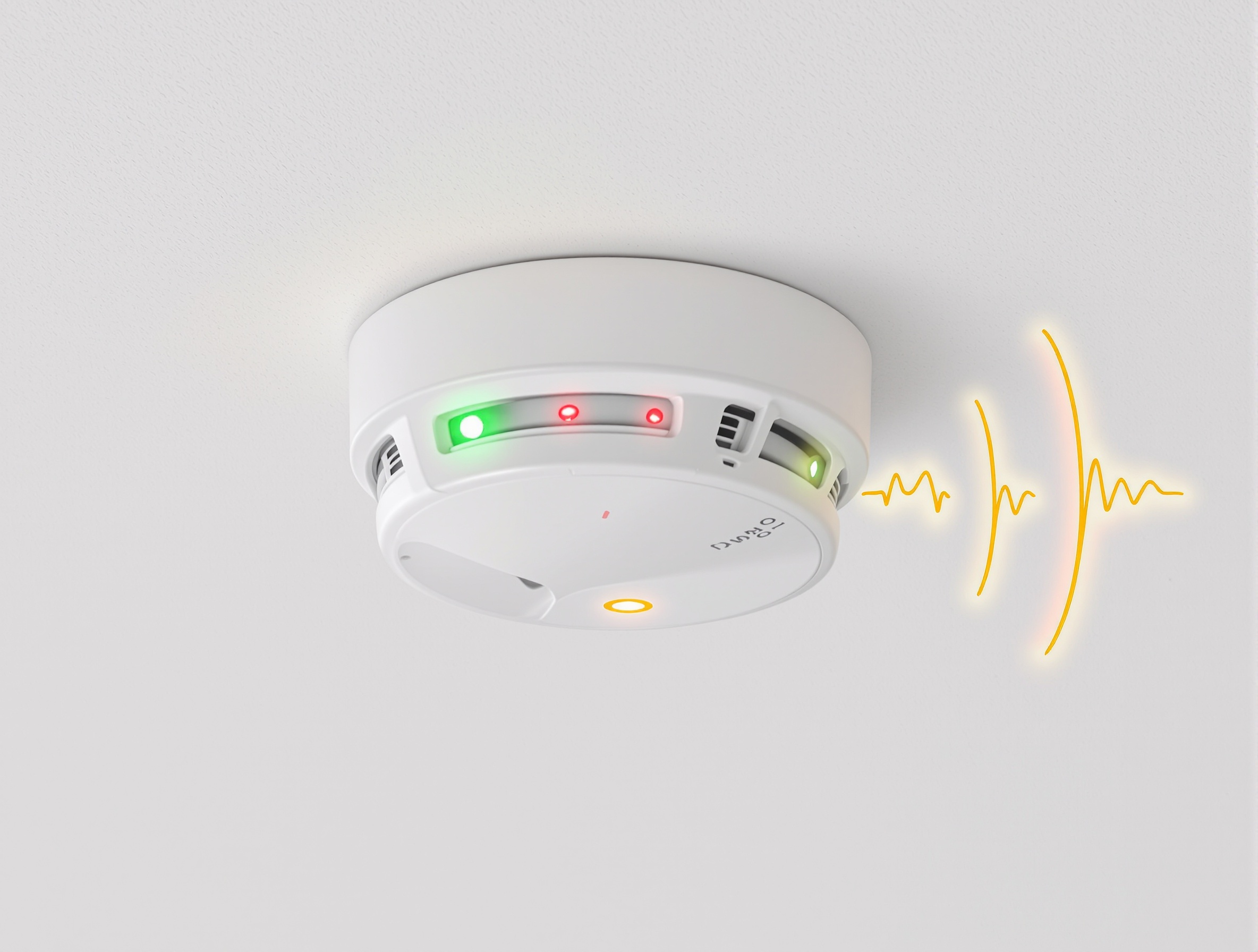 LED détecteur de fumée vert rouge orange sur plafond moderne