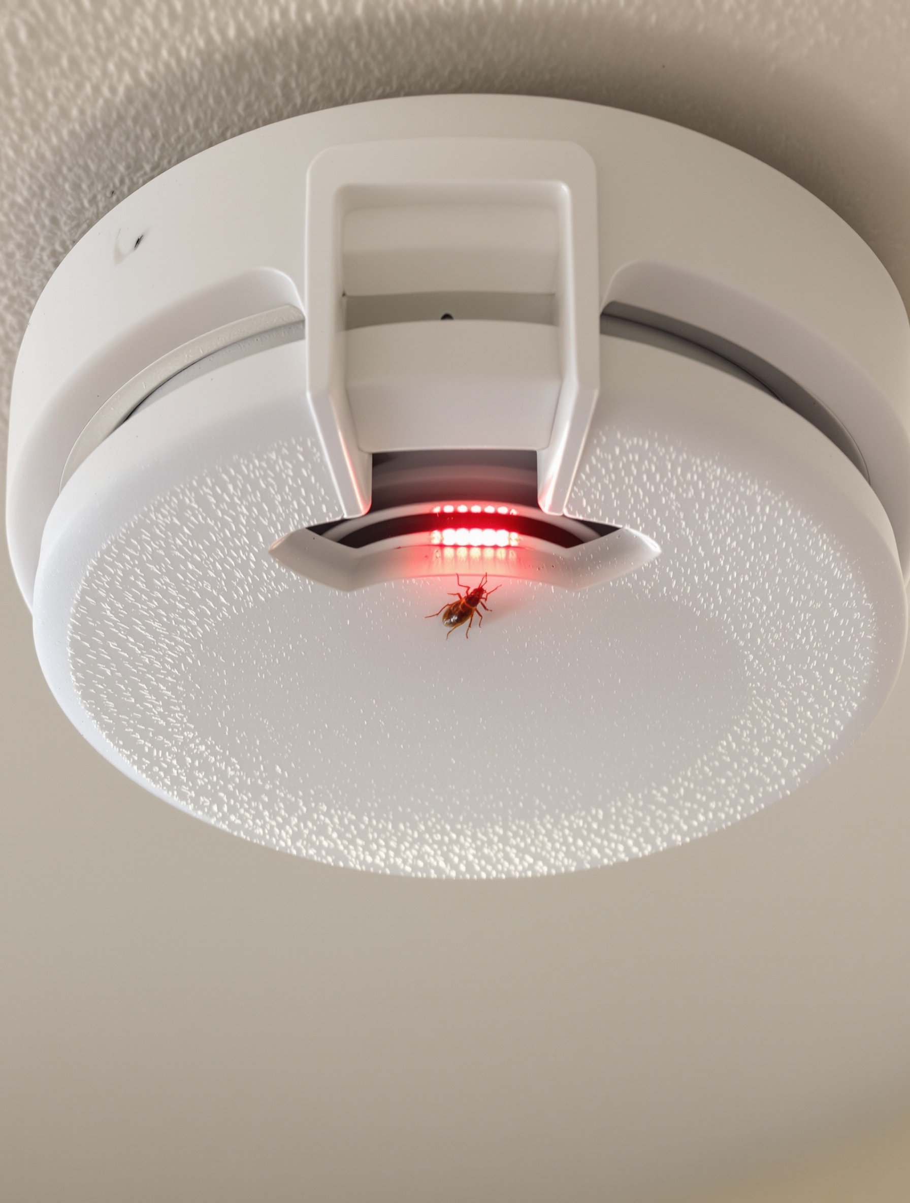 Détecteur de fumée mal fixé poussiéreux insecte LED rouge