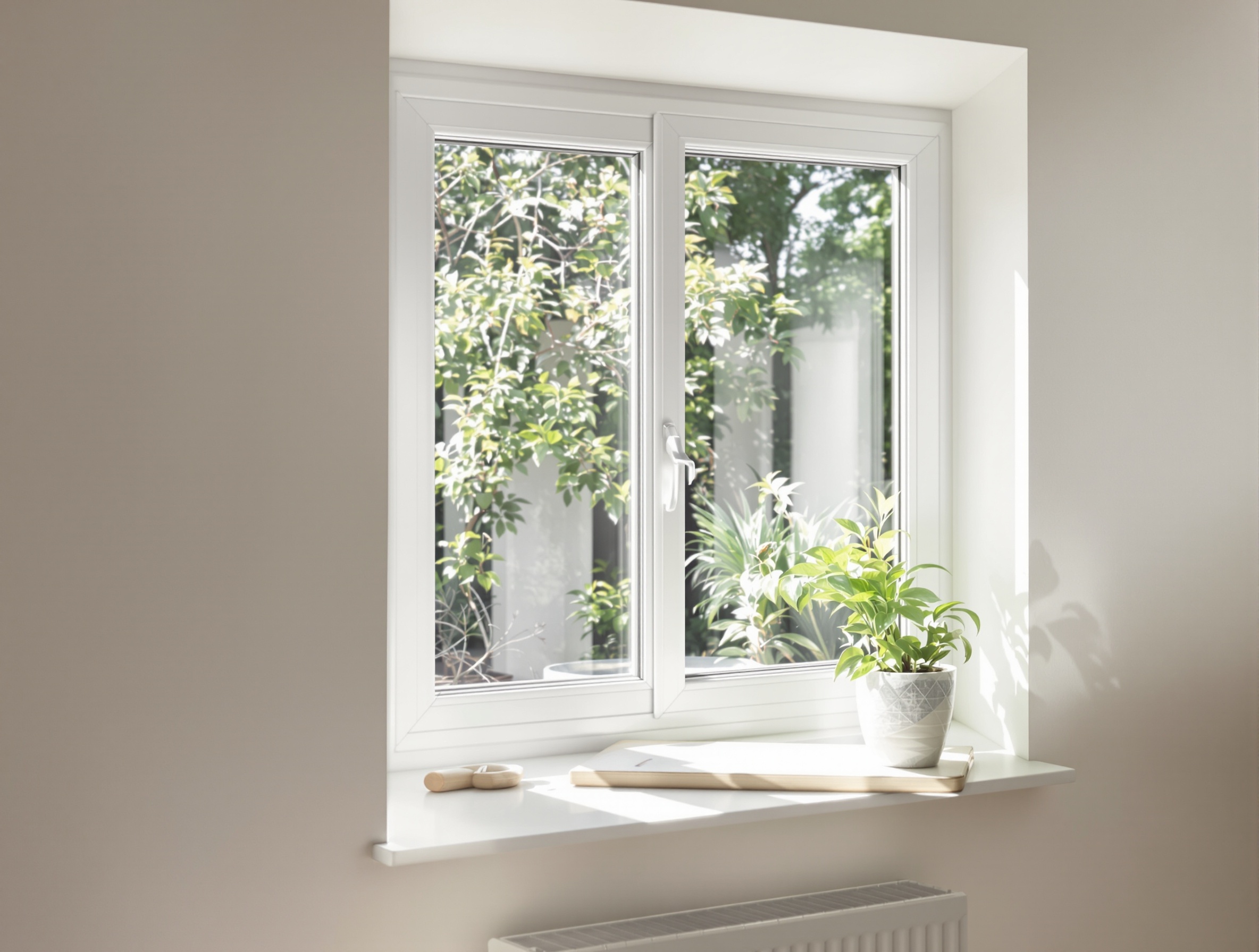 Une belle fenêtre PVC moderne propre sans trace moisissure symbole maison saine