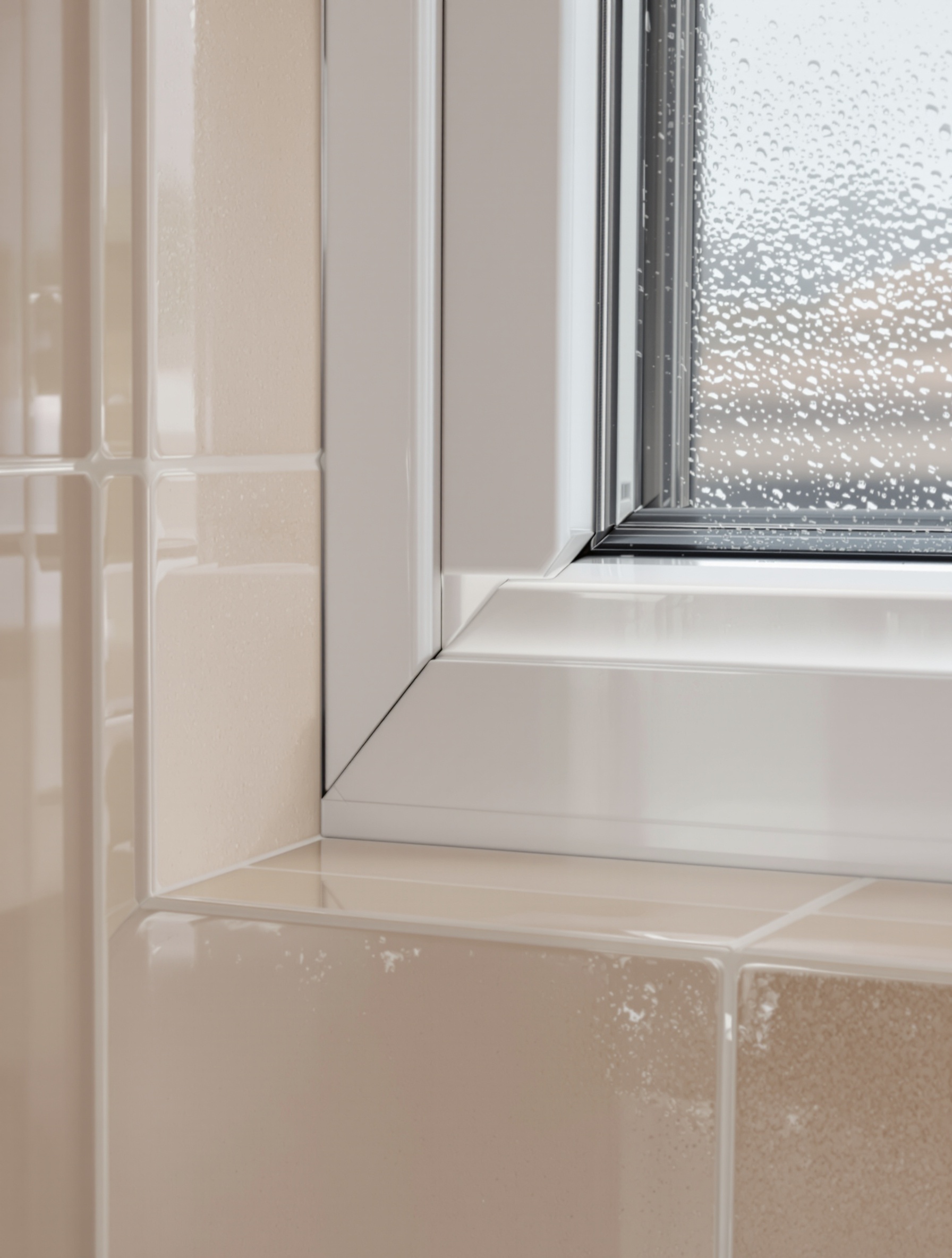 Fenêtre oscillo-battante PVC étanche dans une douche moderne