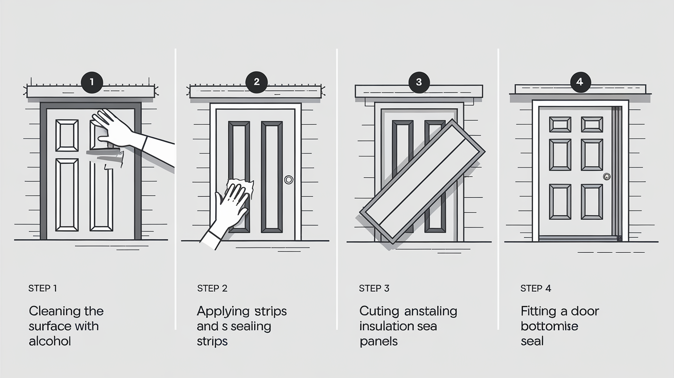 Exemple visuel des étapes clés pour isoler une porte de cave efficacement