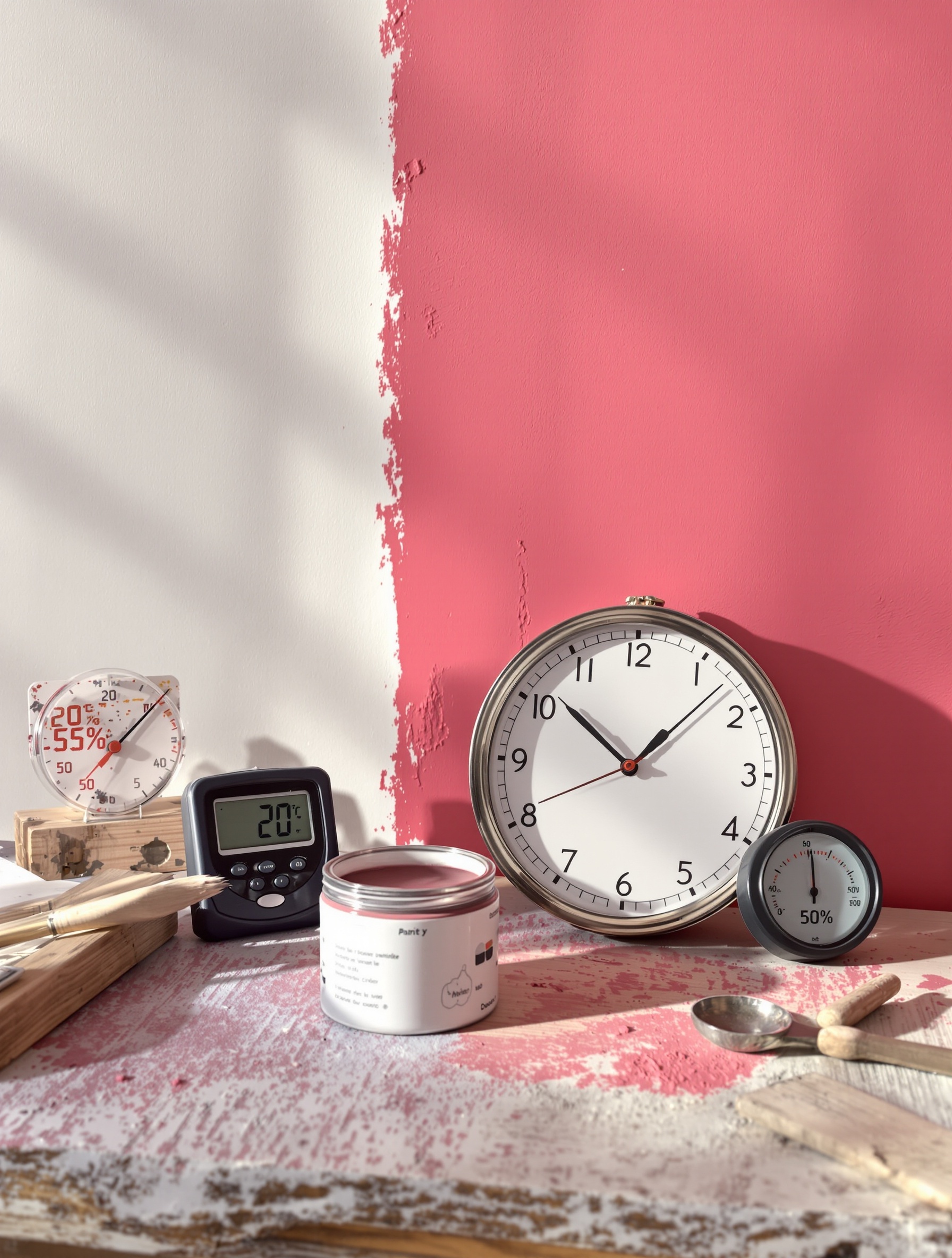 Horloge et pot de peinture acrylique – Conditions idéales pour sécher rapidement.