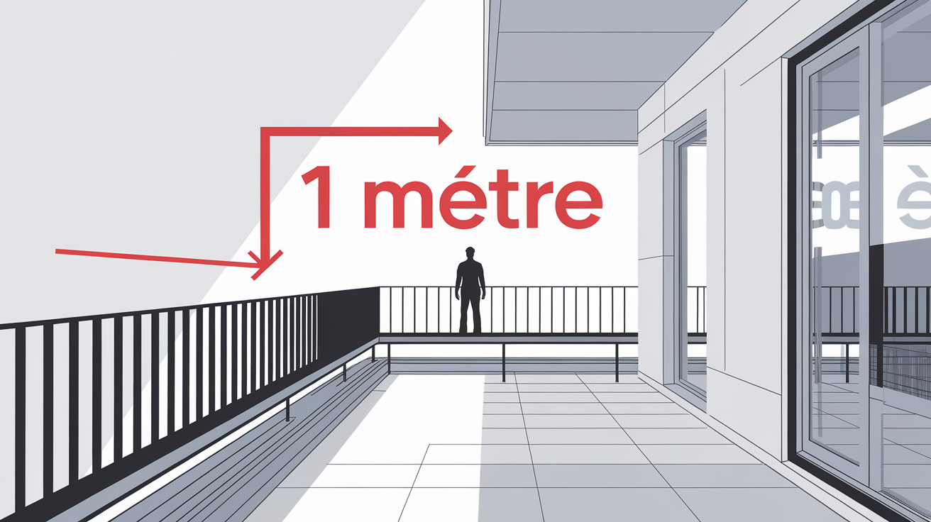 Illustration garde-corps balcon hauteur réglementaire 1 mètre
