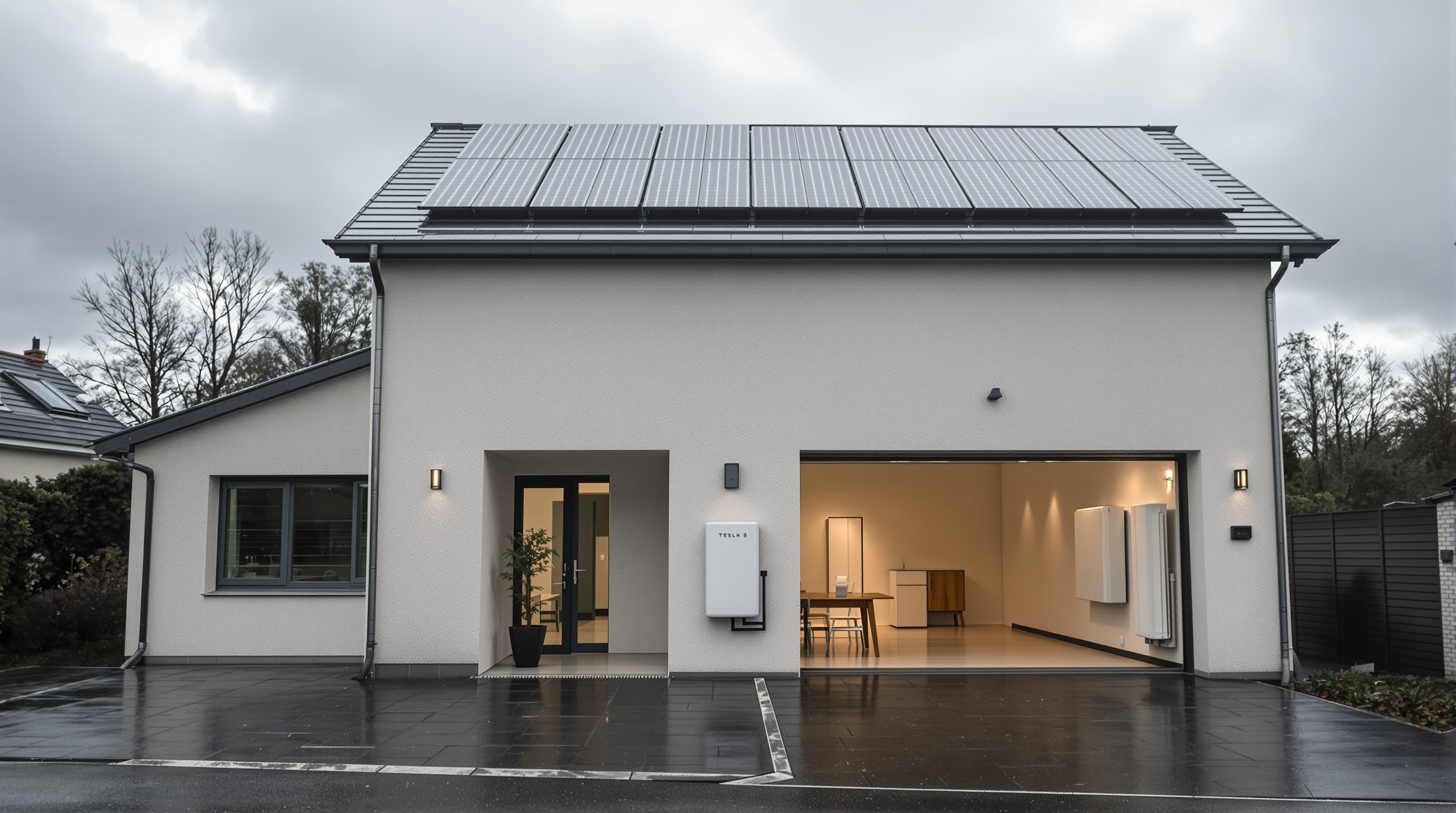 Tesla Powerwall 3 installée maison France sous ciel nuageux