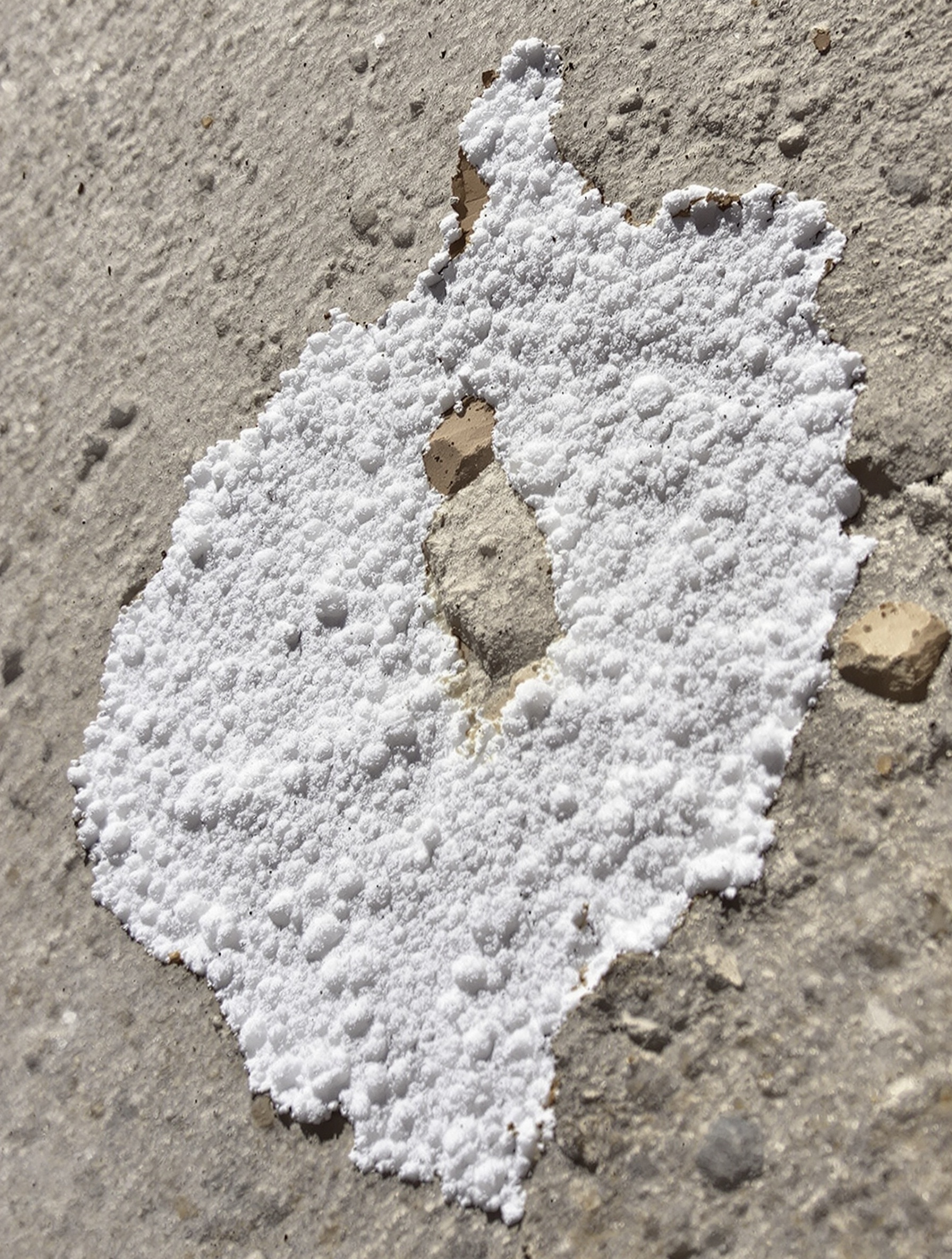 Salpêtre sur mur – dépôt minéral dû à l’humidité.