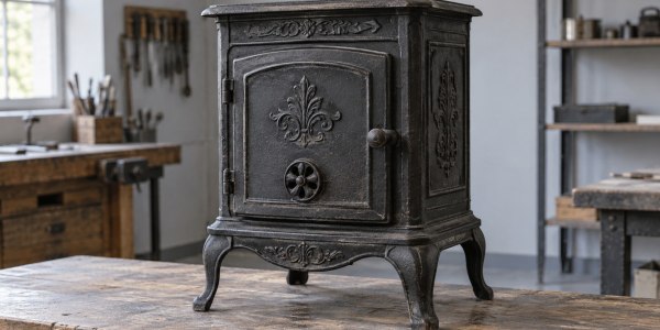 Illustration générée : poêle de collection froid et sans raccordement