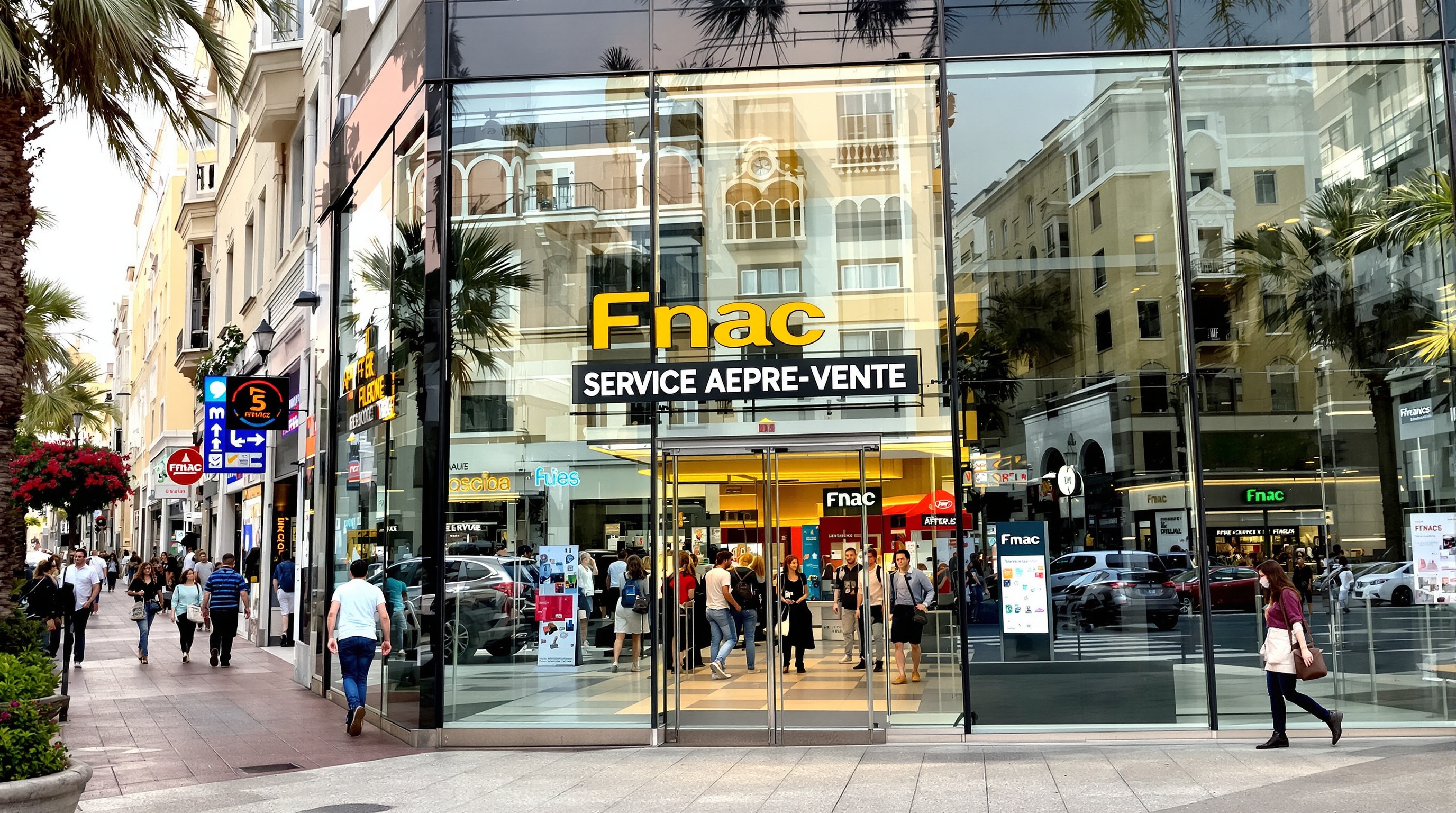 Vitrine de la Fnac à Nice avec le service après-vente